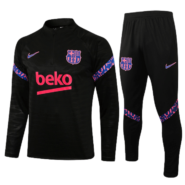 Conjunto Inverno Barcelona Preta e Roxa Nike - Com Ziper