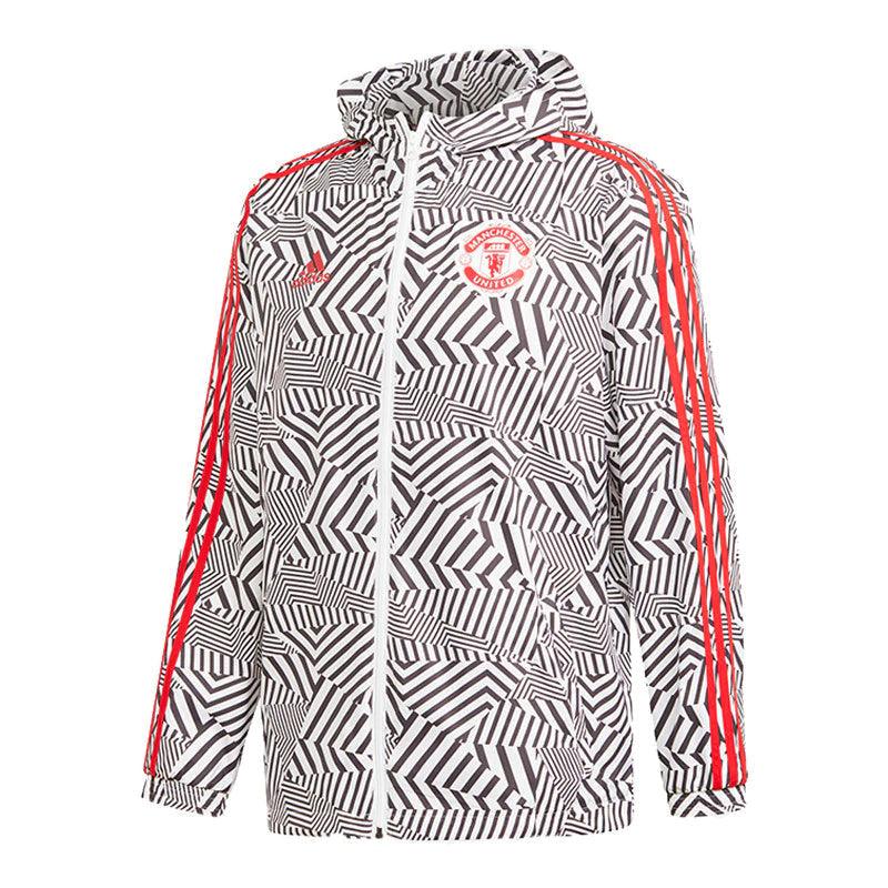 Corta-vento Manchester United Adidas - Branco e Preto